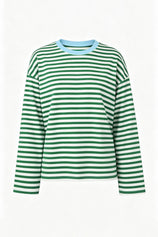 Womens Green Striped Long Sleeve Top | CicyBell