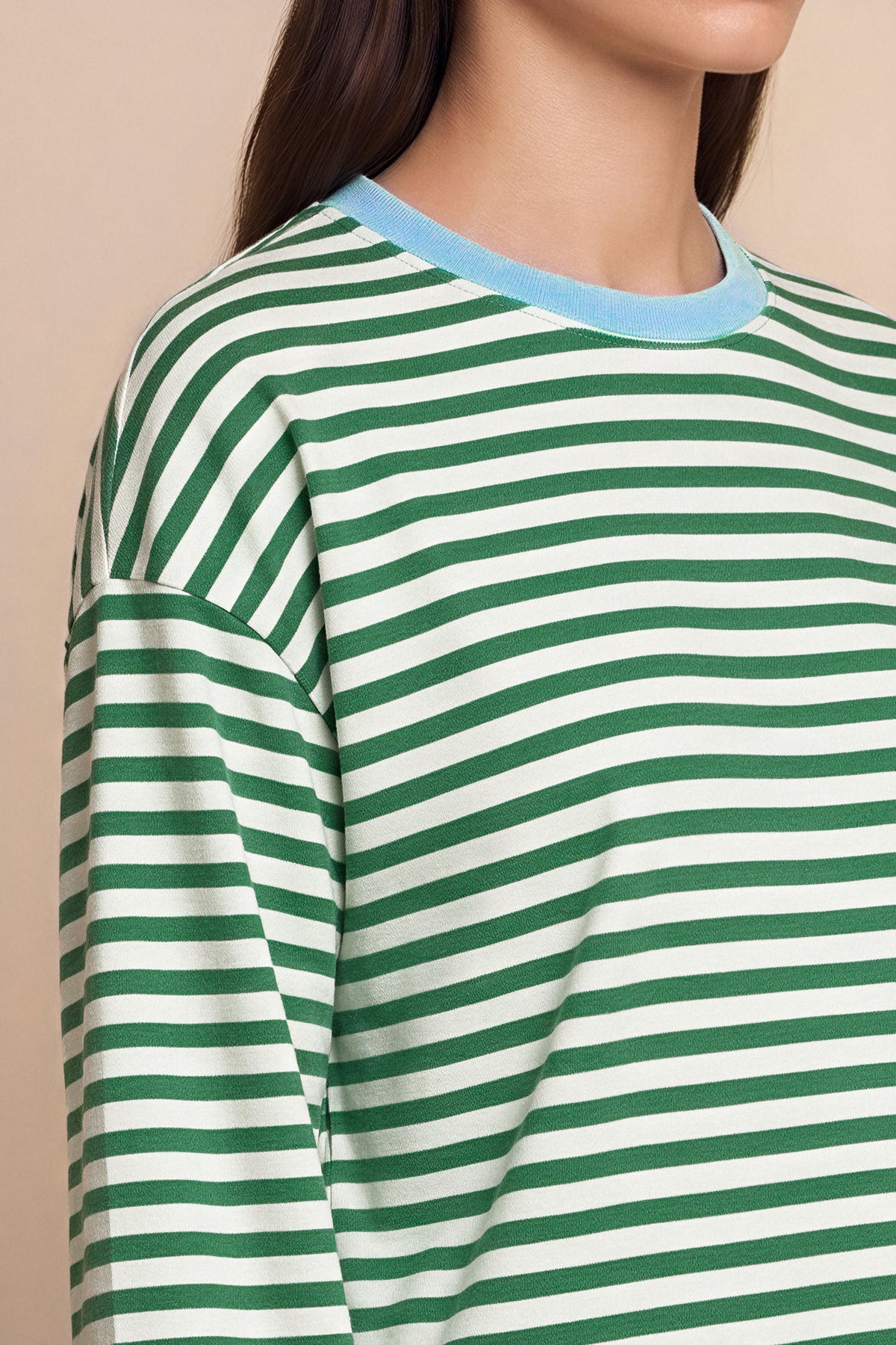 Womens Green Striped Long Sleeve Top | CicyBell