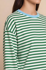 Womens Green Striped Long Sleeve Top | CicyBell