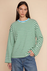 Womens Green Striped Long Sleeve Top | CicyBell