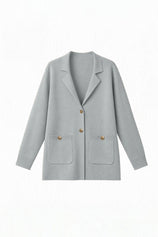 Womens Grey Long Sleeve Sweater Blazer | CicyBell