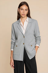 Womens Grey Long Sleeve Sweater Blazer | CicyBell