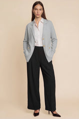 Womens Grey Long Sleeve Sweater Blazer | CicyBell