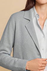 Womens Grey Long Sleeve Sweater Blazer | CicyBell