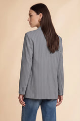 Womens Grey Professional Striped Blazer | CicyBell