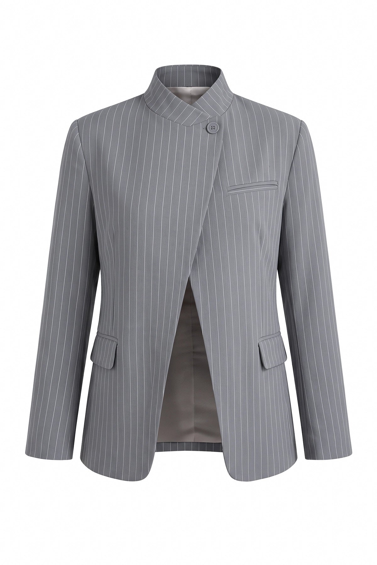 Womens Grey Professional Striped Blazer | CicyBell
