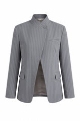Womens Grey Professional Striped Blazer | CicyBell