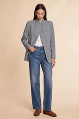 Womens Grey Professional Striped Blazer | CicyBell