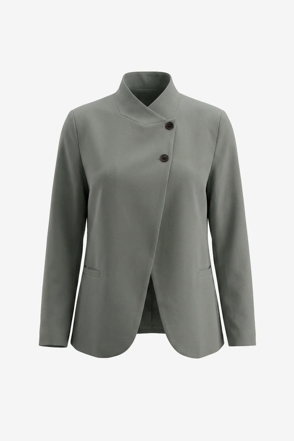 Womens Grey Casual Stand Collar Blazer | CicyBell