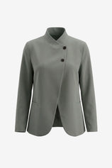 Womens Grey Casual Stand Collar Blazer | CicyBell