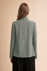 Womens Grey Casual Stand Collar Blazer | CicyBell