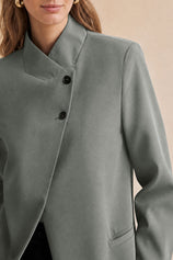Womens Grey Casual Stand Collar Blazer | CicyBell
