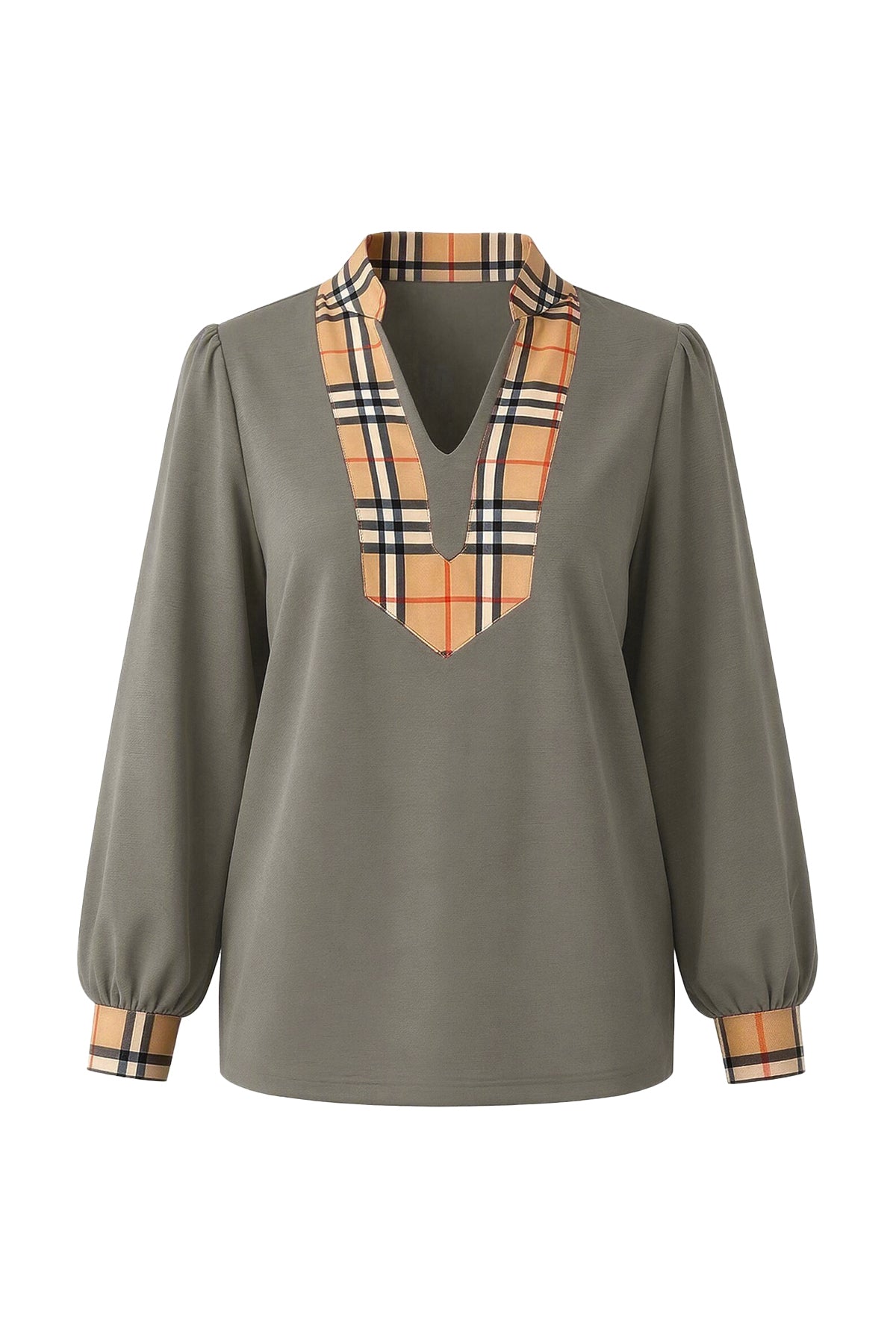 Womens Grey Puff Long Sleeve Blouse | CicyBell