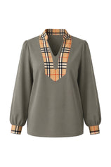 Womens Grey Puff Long Sleeve Blouse | CicyBell