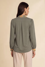 Womens Grey Puff Long Sleeve Blouse | CicyBell