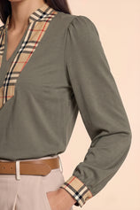 Womens Grey Puff Long Sleeve Blouse | CicyBell