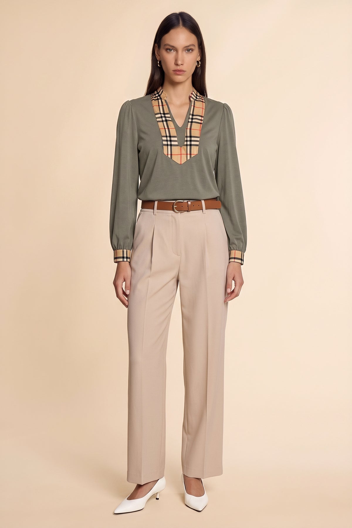 Womens Grey Puff Long Sleeve Blouse | CicyBell