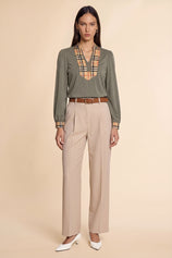 Womens Grey Puff Long Sleeve Blouse | CicyBell