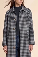 Womens Grey Plaid Trench Long Coat | CicyBell