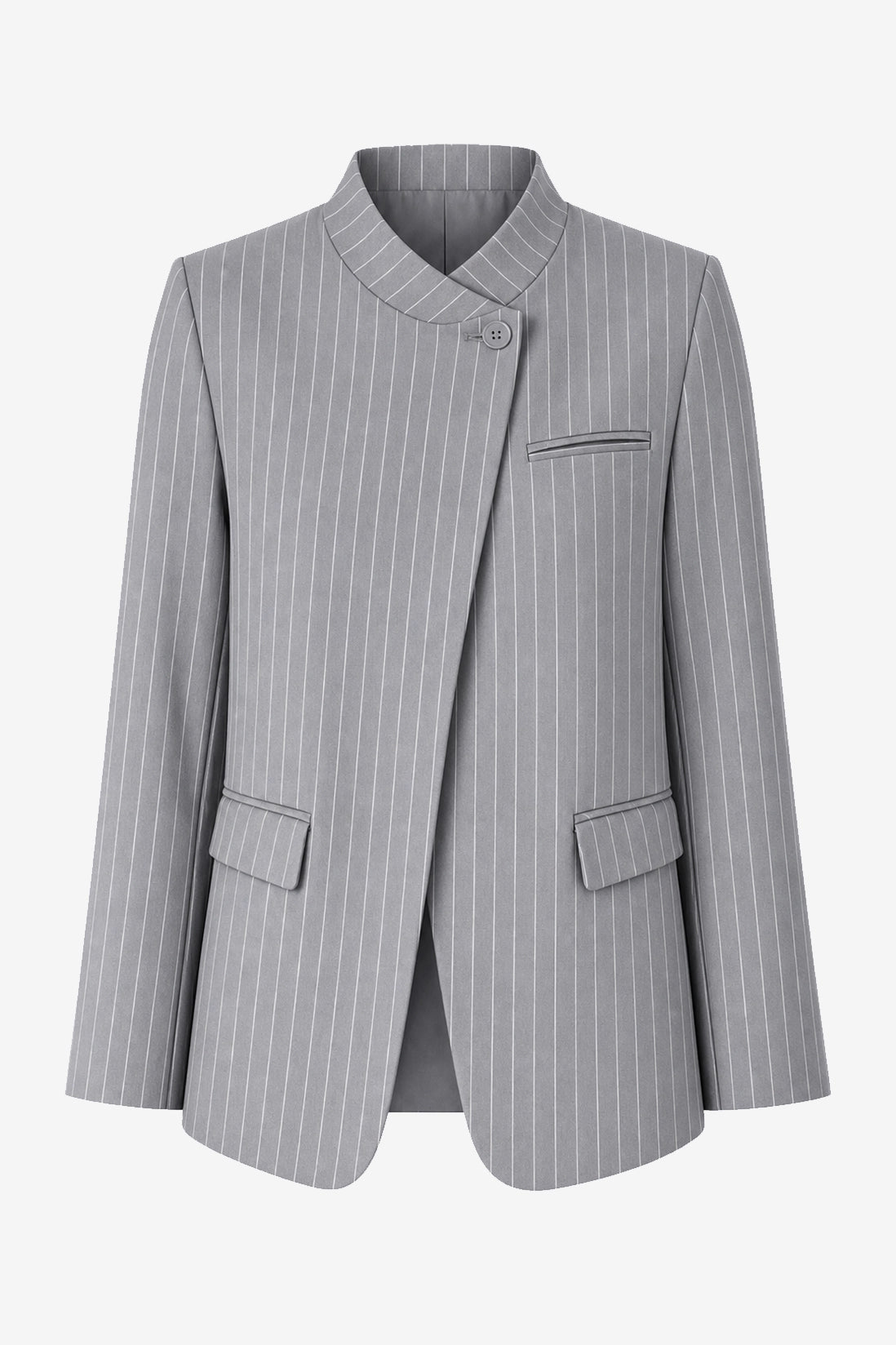 Womens Grey Professional Striped Blazer | CicyBell