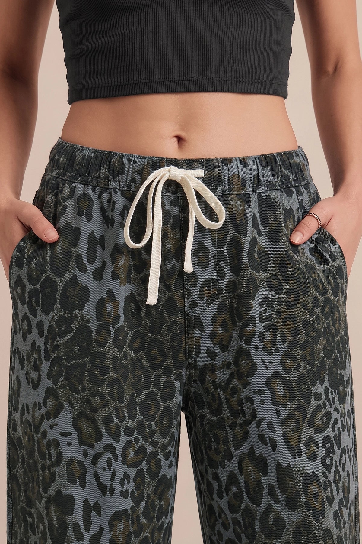 Womens Grey Leopard High Waisted Barrel Jeans | CicyBell