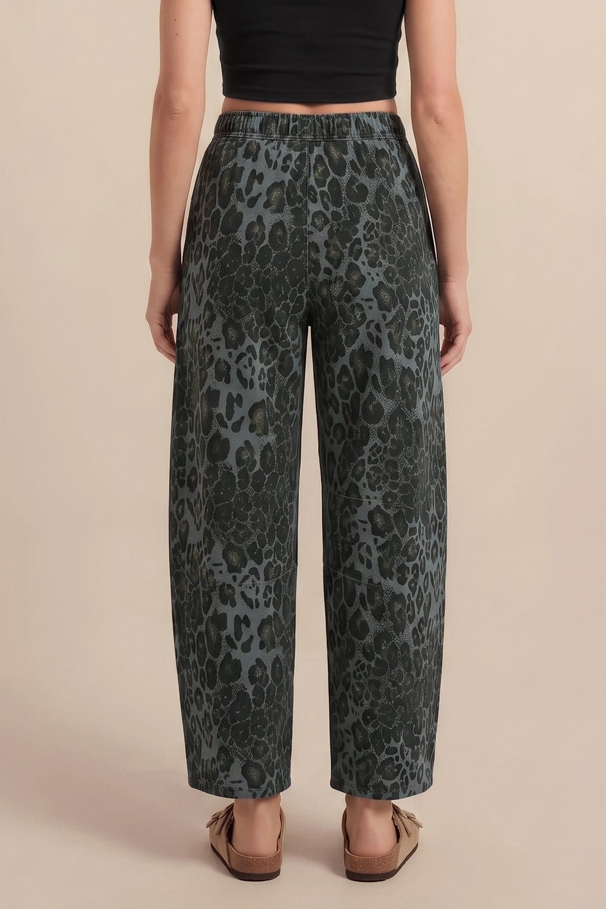 Womens Grey Leopard High Waisted Barrel Jeans | CicyBell