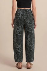Womens Grey Leopard High Waisted Barrel Jeans | CicyBell