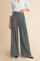 Womens Grey Wide Leg Dressy Pants | CicyBell