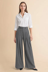 Womens Grey Wide Leg Dressy Pants | CicyBell