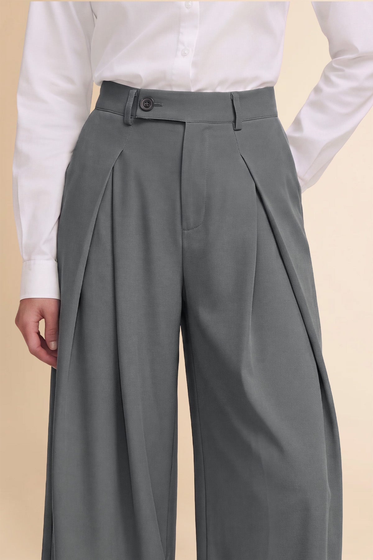 Womens Grey Wide Leg Dressy Pants | CicyBell