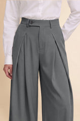 Womens Grey Wide Leg Dressy Pants | CicyBell