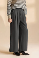Womens Grey Business Wide Leg Dress Pants | CicyBell