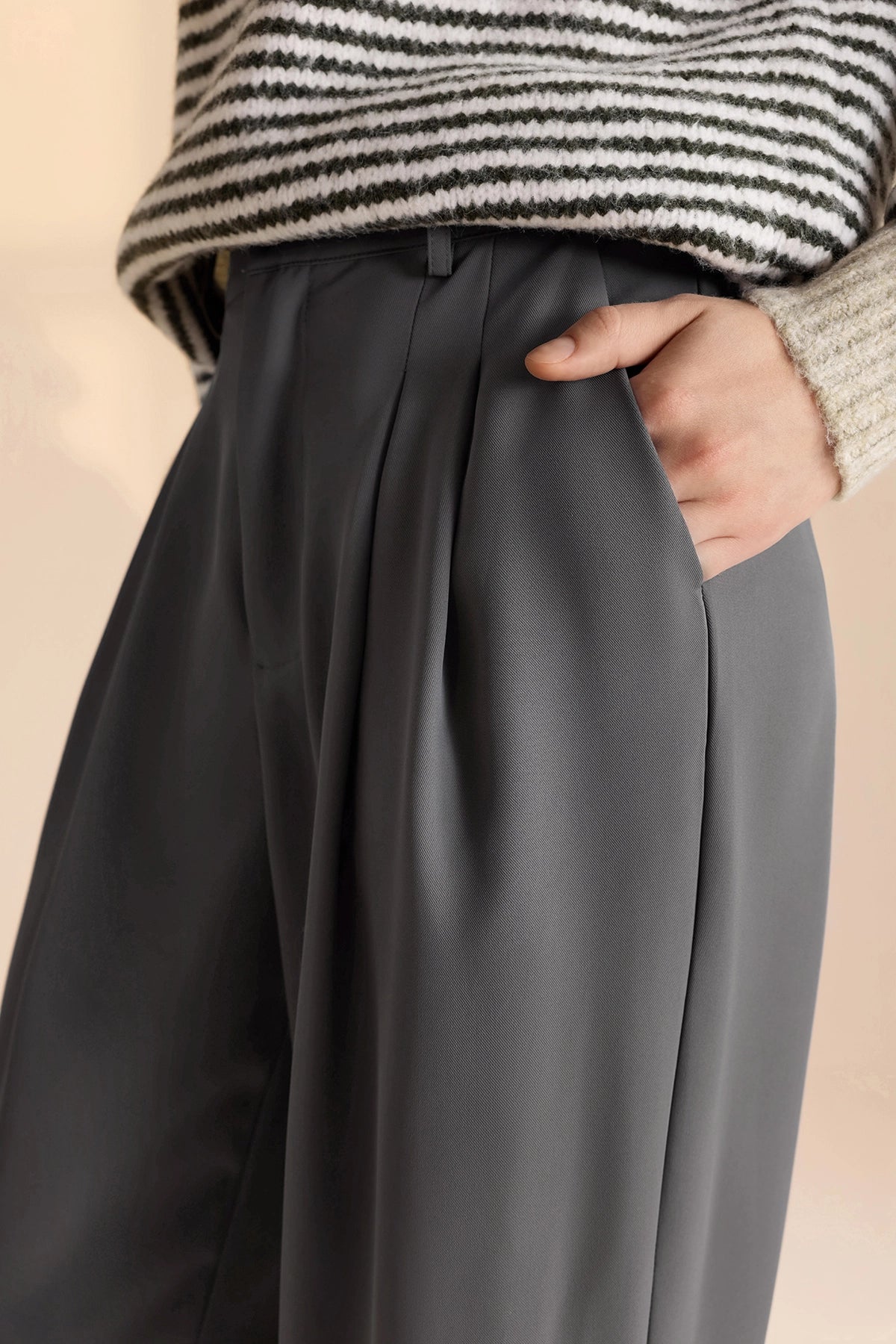 Womens Grey Business Wide Leg Dress Pants | CicyBell