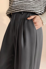 Womens Grey Business Wide Leg Dress Pants | CicyBell