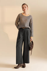 Womens Grey Business Wide Leg Dress Pants | CicyBell