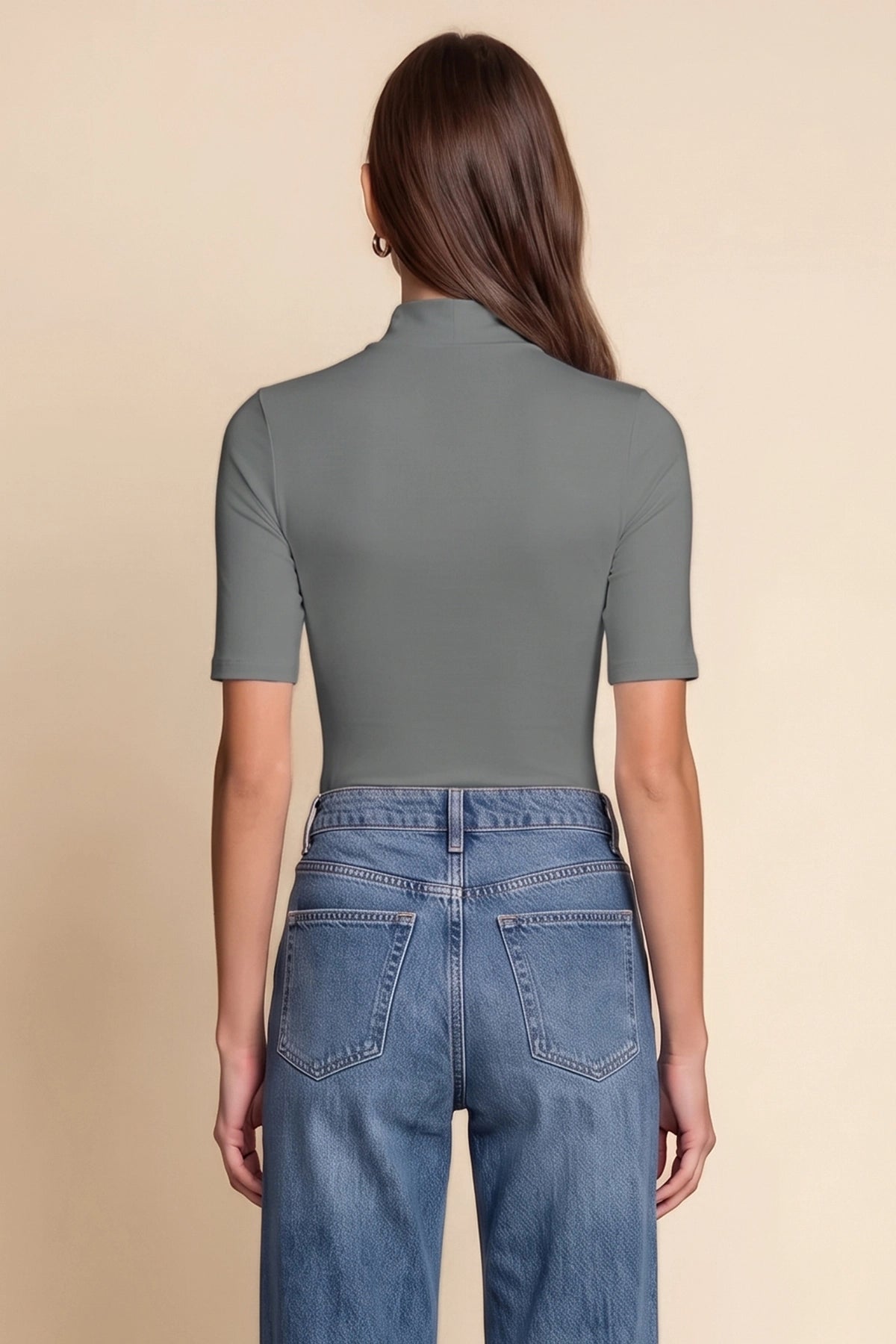 Womens Grey Mock Turtleneck Tops | CicyBell