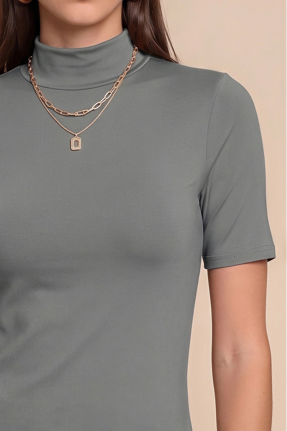 Womens Grey Mock Turtleneck Tops | CicyBell