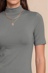 Womens Grey Mock Turtleneck Tops | CicyBell