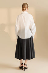 Women Grey Pleated Midi Skirt | CicyBell