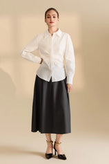Women Grey Pleated Midi Skirt | CicyBell