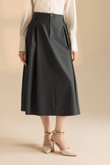 Women Grey Pleated Midi Skirt | CicyBell