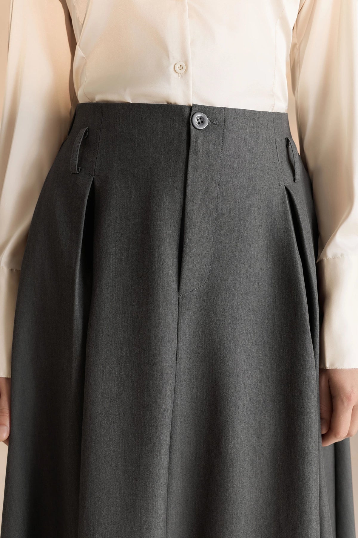 Women Grey Pleated Midi Skirt | CicyBell
