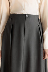 Women Grey Pleated Midi Skirt | CicyBell