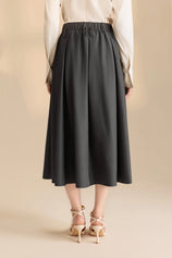 Women Grey Pleated Midi Skirt | CicyBell