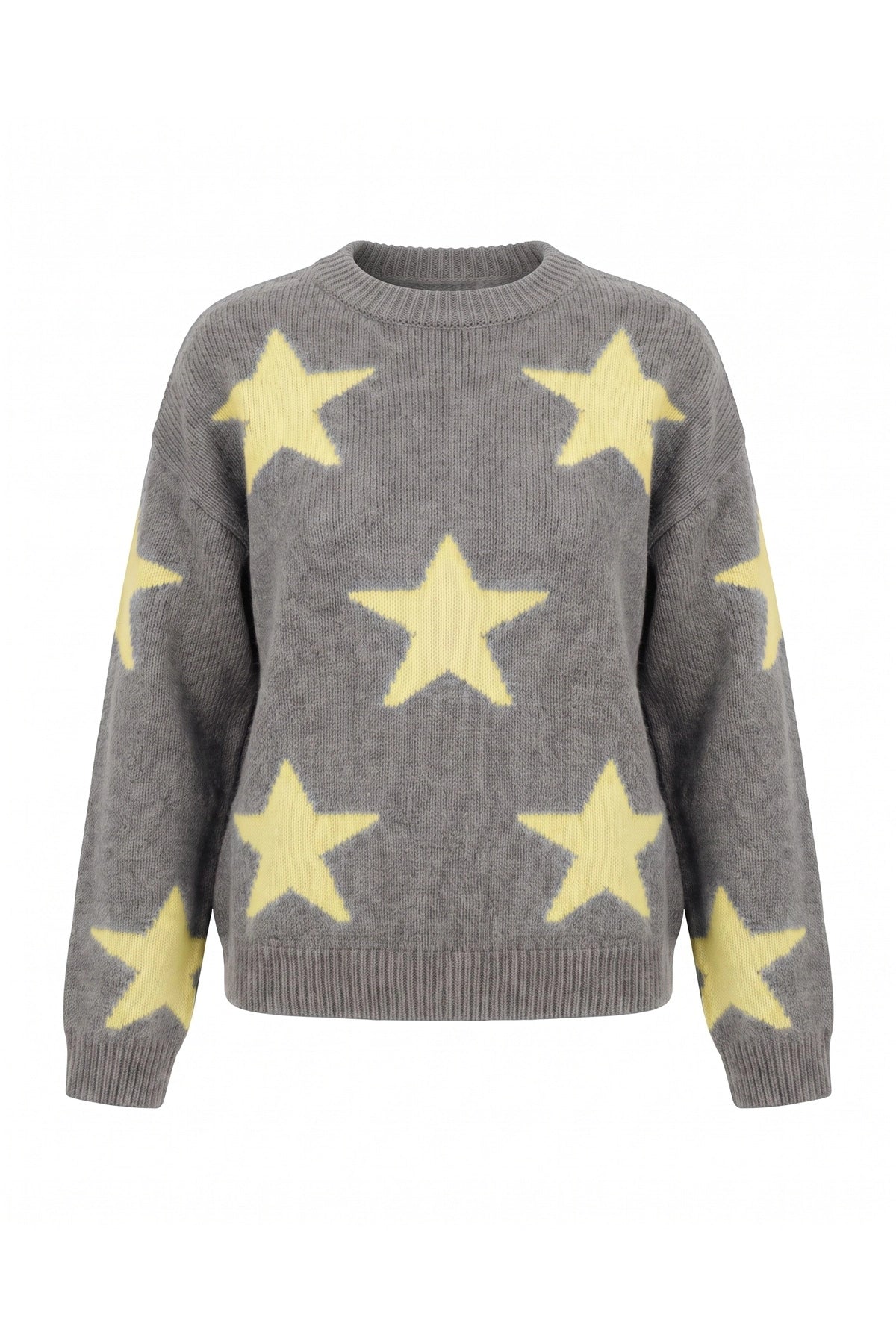Womens Grey Star Pattern Pullover Sweater | CicyBell