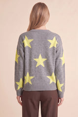 Womens Grey Star Pattern Pullover Sweater | CicyBell