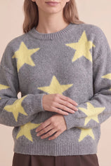 Womens Grey Star Pattern Pullover Sweater | CicyBell