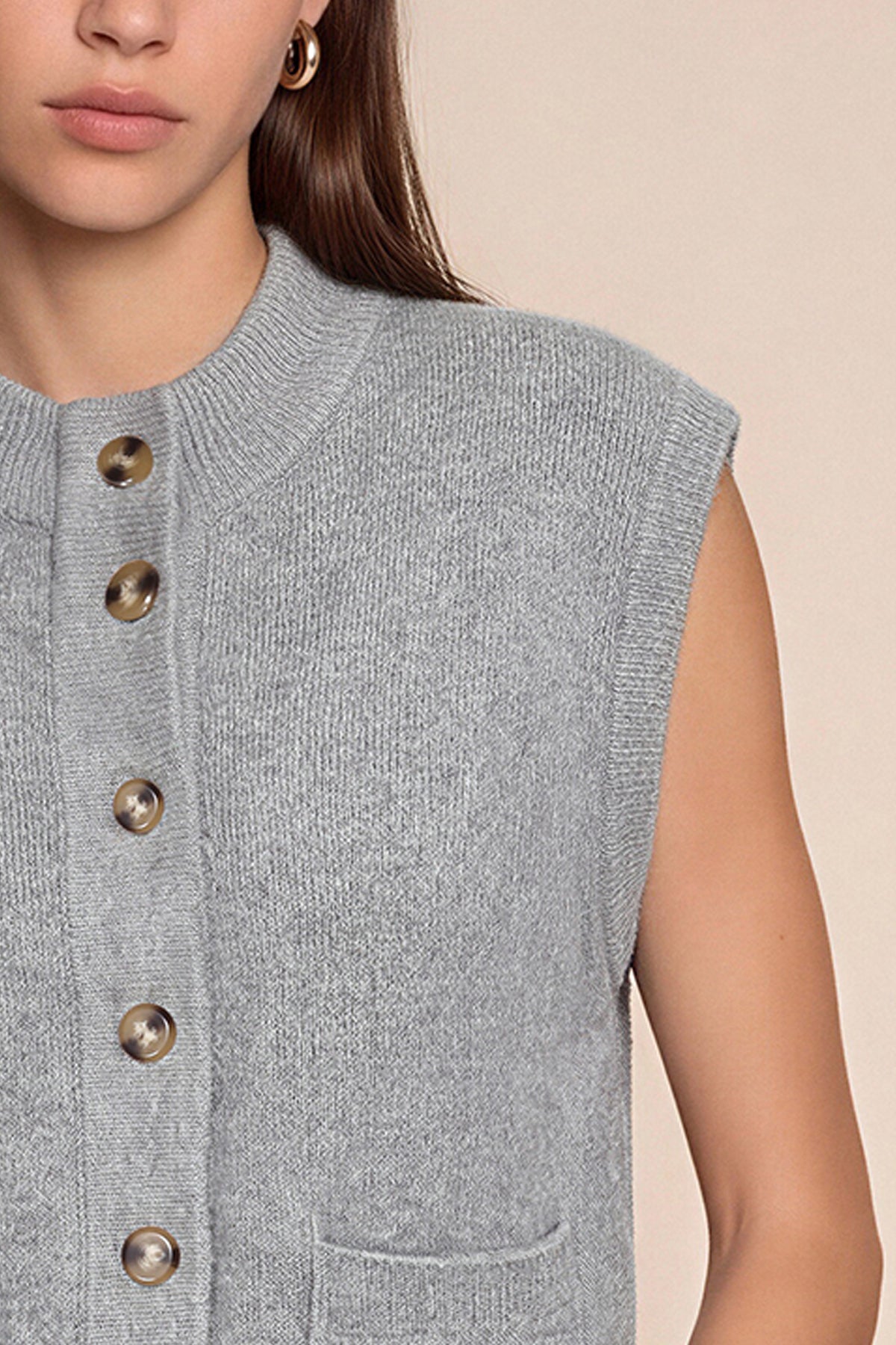 Women Grey Cap Sleeve Sweater Vest | CicyBell