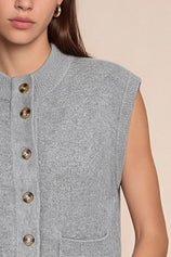 Women Grey Cap Sleeve Sweater Vest | CicyBell
