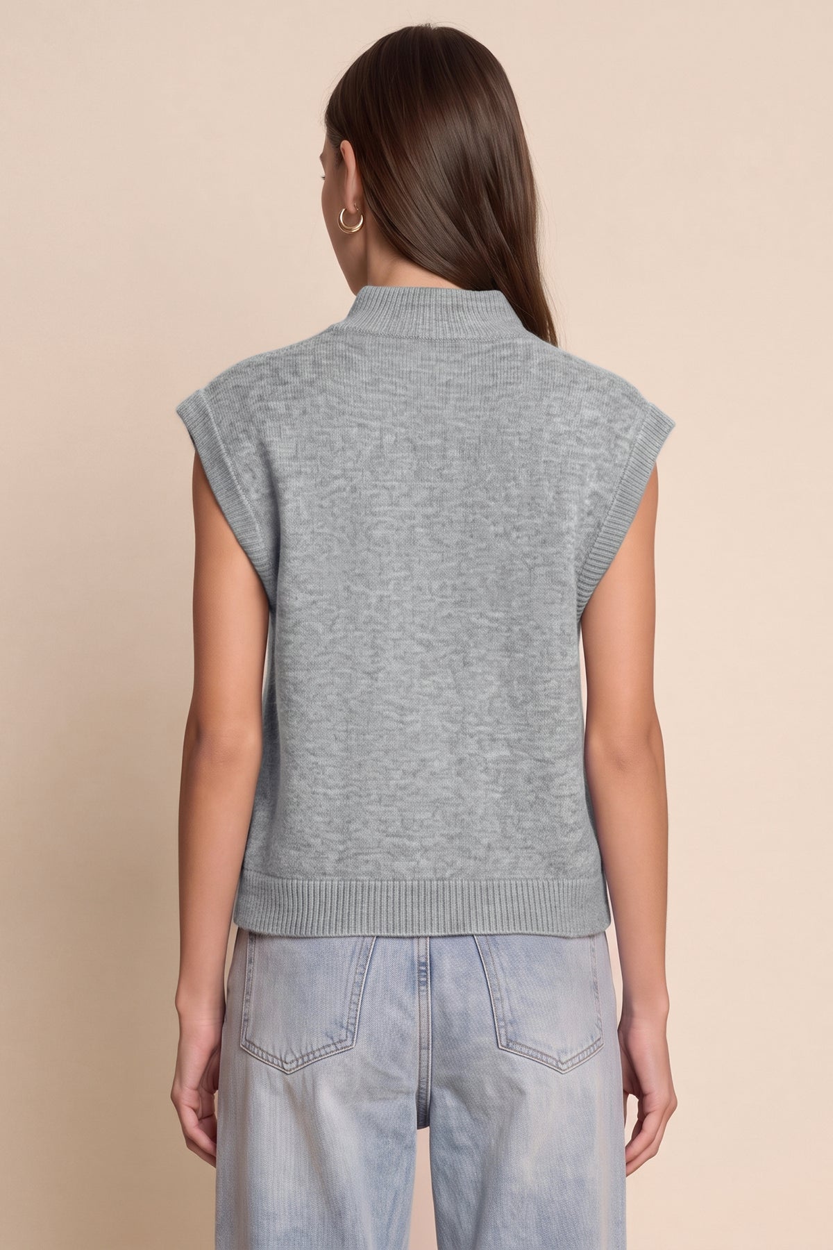 Women Grey Cap Sleeve Sweater Vest | CicyBell